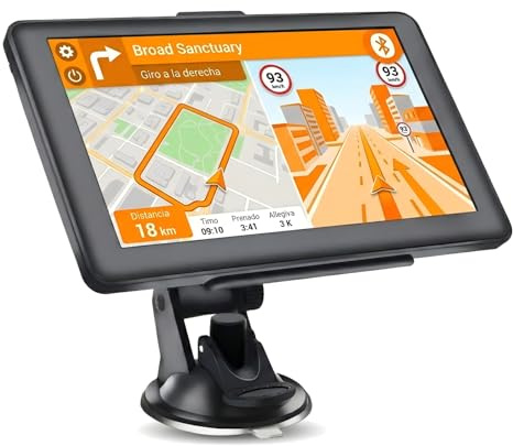 Navegador GPS Bluetooth con 7 Pulgadas para Camiones y Coches, Actualizaciones de Mapas de Europa para Toda la Vida