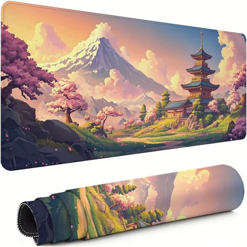 Tapis de Souris XXL Gaming 1200x600x3mm,Pavillon Précision Compatible Toutes Souris, Antidérapant Matériau Caoutchouc Bordure Couture Tapis de Bureau Résistante à l'usure Montagne Femme Homme xg-493