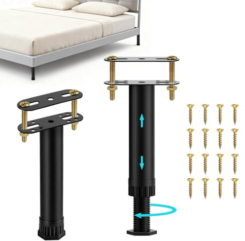 COEWUR 2 Pcs Pied de Lit Reglable en Hauteur 18-30 cm pour Cadre de Lits | Pieds de Lit Pied Sommier à Lattes Réglable Pieds de Meuble Reglable pour Lattes pour Sommier Pieds de Support