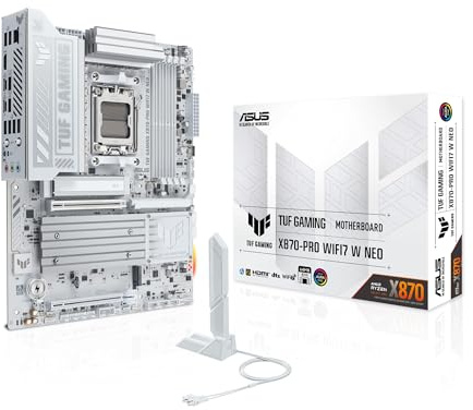 ASUS TUF Gaming X870-PRO WIFI7 W NEO AMD ATX Motherboard, 16+2+1 Leistungsstufe, DDR5 mit NitroPath DRAM-Technologie und AEMP, Vier M.2-Steckplätze, PCIe® 5.0 für die nächste Generation GPUs, 5Gb