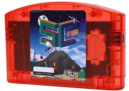 Vvikizy Open Source adapté à la Console de Jeu N64 avec Sauvegarde Automatique, Prend en Charge Les Jeux de 64 Mo et la Connexion USB Type C pour Les Jeux Rétro (Rouge Transparent)