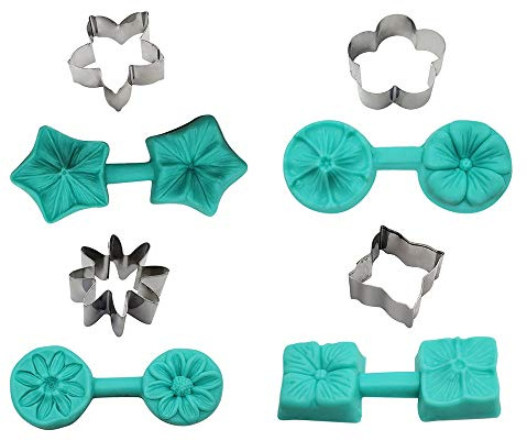 Flower Petal Veiner Silicone Molds with Stainless Steel Cutter Set DIY Handmade Fondant Cake Decoration Tool for Modeling Hydrangeas Cherry Flowers Daisies and Petunias