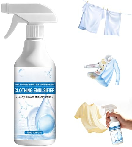 300ml Emulgator Fleckenentferner Spray, Emulgator für Kleidung, Leistungsstarker Ölflecken Entferner, Leistungsstarker Fleckenentferner, Öl und Lebensmittelrückstände auf Kleidung und Schuhen