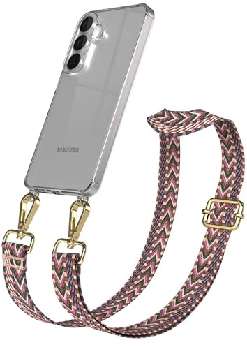 EAZY CASE Handykette - Verstellbares Taschenband kompatibel mit Galaxy S26, Schulterriemen, Handykordel mit Silikon Hülle, Umhängetasche, Beere Pink Gold