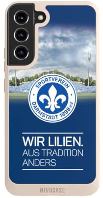 Handyhülle kompatibel mit Samsung Galaxy S22 + Hülle NIVOpure Case Sand Offizielles Lizenzprodukt SV Darmstadt 98 Wappen