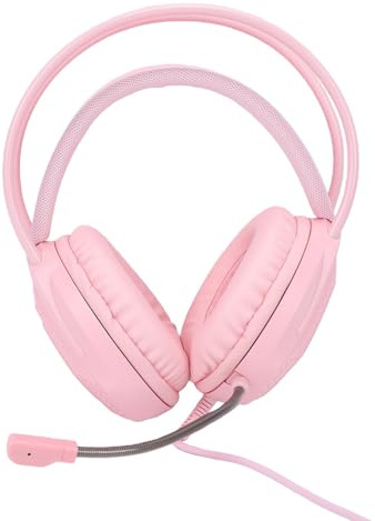 Ejoyous USB-Gaming-Headset, Kabelgebundenes ABS-Gaming-Headset mit 50-mm-Treibern, Virtuellem 7.1-Sound, Mikrofon mit Geräuschunterdrückung, Ohrpolstern aus Memory-Schaum, RGB für (PINK)
