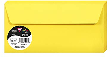 Clairefontaine 5565C - Packung mit 20 Umschläge Pollen, Format DL, 110 x 220 mm, 120g, ideal für Einladungen und Korrespondenz, Sonnengelb, 1 Pack