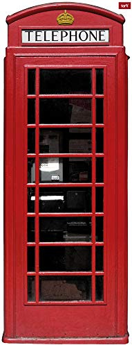 1art1 London Rote Telefonzelle Wand-Tattoo | Deko Wandaufkleber für Wohnzimmer Kinderzimmer Küche Bad Flur | Wandsticker für Tür Wand Möbel/Schrank 215x81 cm