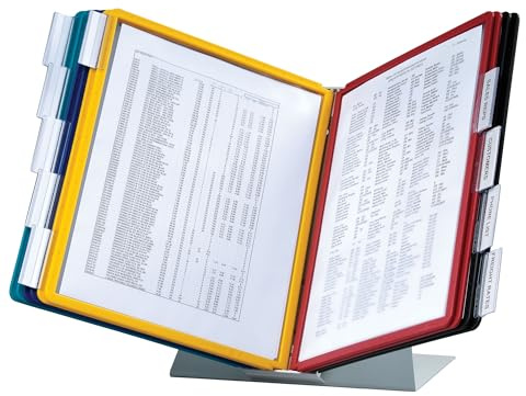 Durable VARIO 20 Pocket Desktop Reference System - Letter Size 10 Double-Sided Panels - Assorted Color Borders