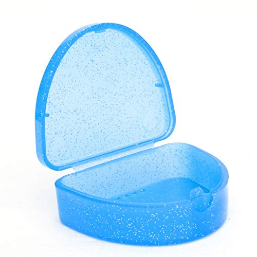 Slim Orthodontic Dental Case -for Retainers, Dentures & More (Glitter Blue)