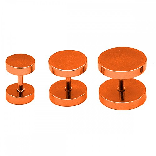Soul-Cats 2 Fakeplugs Fake Plug Tunnel Piercing Ohrstecker Ohrring Herren schwarz Silber, Größe: 6 mm;Farbe: orange