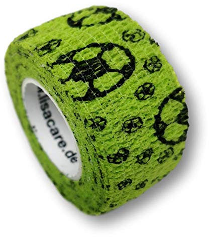 Pflasterverband, Wundpflaster, Kinderpflaster, Tierpflaster, elastisch & ohne Kleber, 2,5cm breit (2er Packung, Fußball Grün)