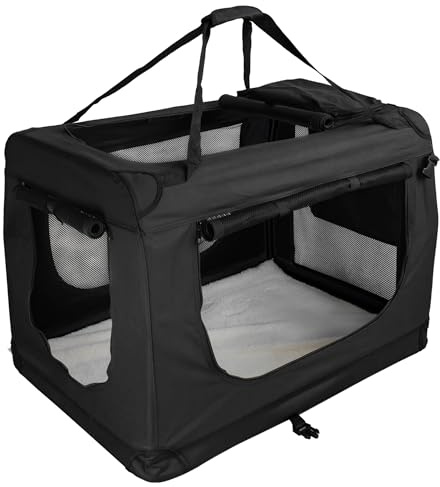 Faltbare Hundebox Transporttasche Transportbox Auto für Katze Hunde Große Kleine Box Bag Bed Decke Klein Auto Transport 7 Größen Taschen Fünf Farben Petigi (Schwarz, XL (82 x 57 x 58 cm))