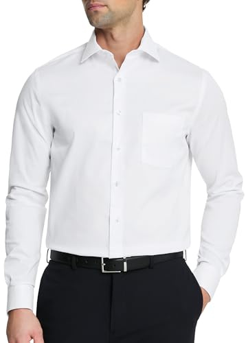Van Heusen Men's Popeline, Normale Passform, Fester Spitzkragen Dress Shirt (Pack of 1)