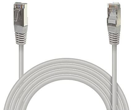 Waytex 32090 Câble Ethernet Réseau RJ45 Cat 5e FTP 100MHz Blindé - Compatible PC, Routeur, Modem, Switch Consoles de jeux, TV, amplificateur réseau – 5m, Gris