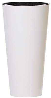 Maceta brillo TUBUS SLIM 8L., dimensiones (mm) 200x200x381, color Blanco