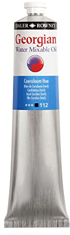 Daler Rowney Georgian Water Mixable Oil Paint Coeruleum Hue 200ml Tube - Art Paints for Canvas Paper and More - Oil Painting Supplies for Artists and Students - Artist Oil Paint for Any Skill Set