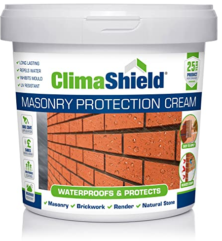 Smartseal's Climashield - A Masonry's 25 year Protection Cream Waterproof Sealant - Professional Quality Brick Sealer Exterior And Interior - Easy To Apply Solvent Free Brick Sealant (5 Litre)