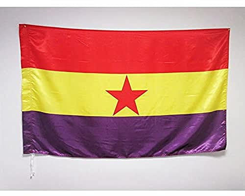 AZ FLAG Bandera ESPAÑA Republicana Estrella ROJA 150x90cm en Raso para Palo - Bandera DE LA Republica ESPAÑOLA 90 x 150 cm