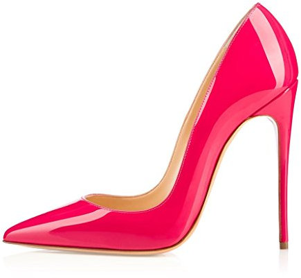 elashe - Femmes - Stiletto Sexy - Classic Talon Haut- Cuir synthétique - Grande Taille - Haute Couture - Talon Aiguille 12CM - Bout Pointu fermé Rose EU41