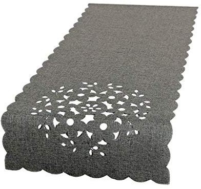 Tischläufer Bella, 40x140 cm, grau, moderner Tischläufer mit Lasercut