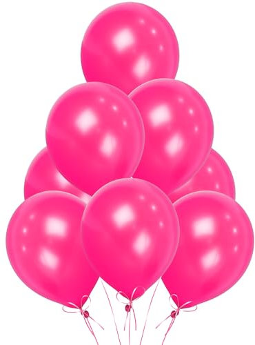 Fuchsia Pink Balloons 50 Pack, Large 12 Inch Thick Latex Biodegradable Helium Party Balloons for Birthday, Wedding, Baby Shower, Valentine's Day Events Decoration for Balloon Arch Garland