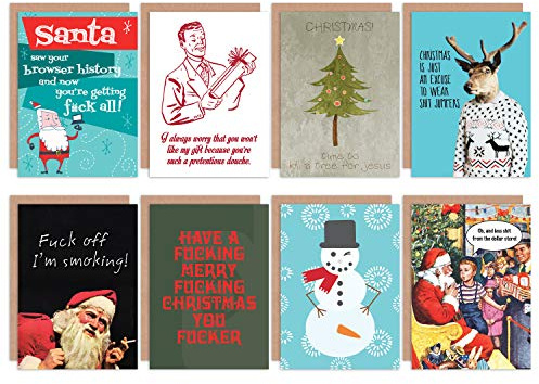 Wee Blue Coo Rude Christmas Card Pack