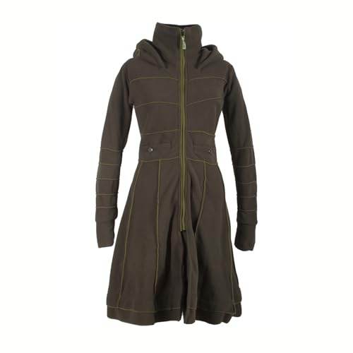Vishes Langer Fleecemantel mit Kapuze & Stehkragen I Handgefertigt aus 100% Polyester I Ideal für Herbst & Winter I Nachhaltige Alternative Bekleidung