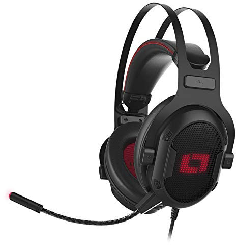 Lioncast LX60 USB Professional Gaming Headset with RGB LEDs / 7.1 Surround & Stereo Headphones with Modular Microphone and Ultra-Comfort Headband for PC/console/Mac/Mobile - Black/Red