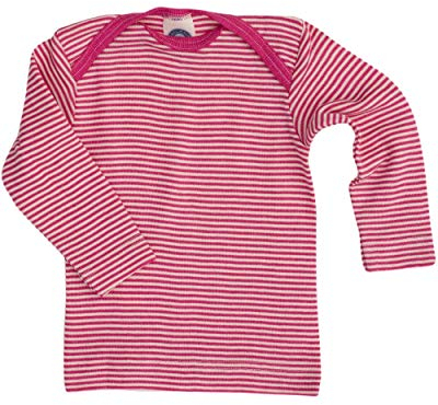 Cosilana, Baby Unterhemd Langarm, 70% Wolle 30% Seide (Pink/Natur, 98-104)