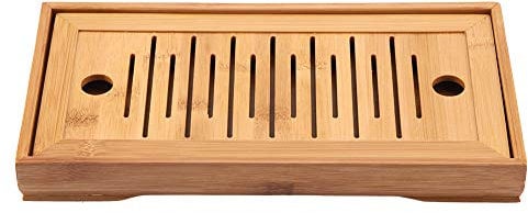2 in 1 Removable Tea Tray Bamboo Mini Tea Serving Tray Chinese Traditional Gongfu Tea Plate for Home Office Table