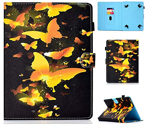 HereMore Universal Case for 7 Inch Tablet, Leather Stand Cover Protective Shell for Fire 7, Huawei MediaPad T3 7, Fusion5 7, Galaxy Tab A 7.0, Lenovo Tab E7/Tab3 7 Essential, iPad Mini, Butterfly