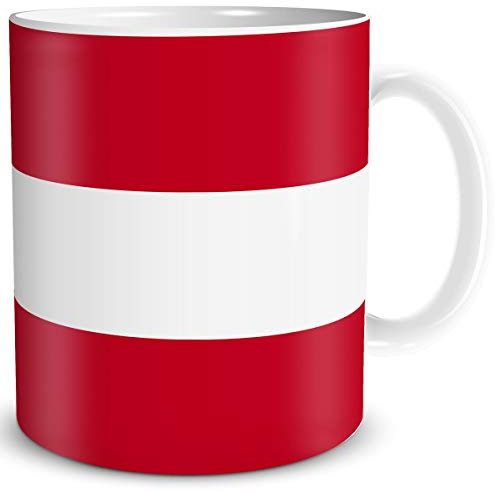 TRIOSK Tasse Flagge Österreich Länder Flaggen Geschenk Souvenir Austria für Reiselustige Frauen Männer Arbeit Büro Weltenbummler