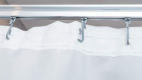 KSHANDEL24 Textil DUSCHVORHANG Weiss 240x200 cm MIT GARDINENBAND UND Haken GARDINE FENSTERVORHANG Shower Curtain White