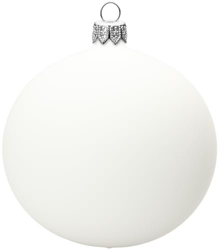 Sikora Essentials Klassische Christbaumkugeln aus Glas - matt - 6 Farben 3 Größen Premium Qualität, Farbe:Weiss matt 4er Set, Höhe in cm:10 cm
