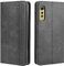 HualuBro Handyhülle für LG Velvet Hülle, Retro Leder Stoßfest Klapphülle Schutzhülle Handytasche LederHülle Flip Case Cover für LG Velvet Tasche, Schwarz