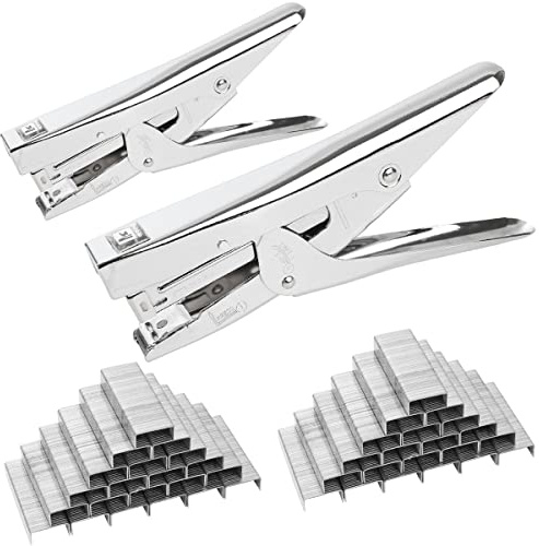 2 PCS Heavy Duty Stapler with 4000 Staples, Plier Stapler 25 Sheets Capacity Metal Desktop Staplers, Hand Held Save Effort Stapler Pliers