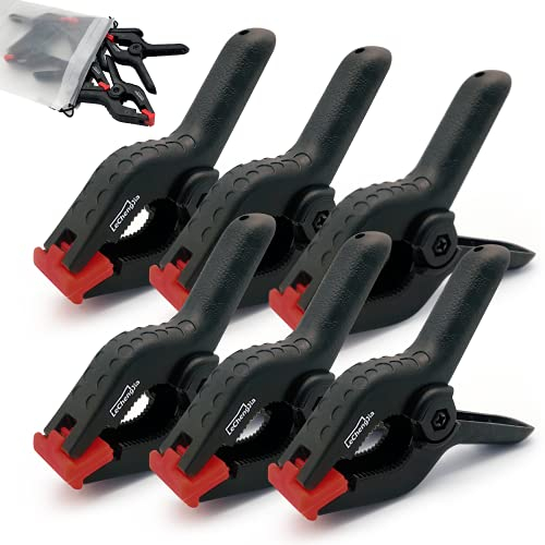 6 StüCk Kunststoff Halteklammern, 4.5Zoll Hochleistungs Schwarze Nylon Federklemmen, Leimzwingen Mit Beweglichen Und Geriffelten Klemmbacken, FüR Die Holzbearbeitung, Diy, Fotostudios, Fotohintergrund