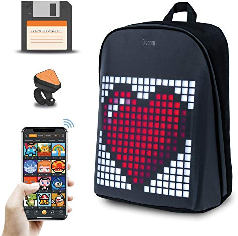 divoom Verbundenes Objekt – Geschenkidee – Geschenk für Jungen – Mädchen – Rucksack mit Pixel Art + Bluetooth-Fernbedienung + Powerbank