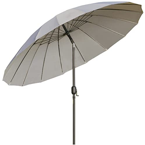 Outsunny Parasol droit parasol de jardin inclinable rond avec 18 baleines manivelle mât en métal fibre de verre Ø 2,5 m polyester haute densité gris