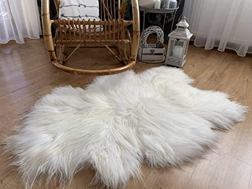 Sheepmania Lammfell Teppich - Lammfell Echt - Carpet - ungeschorenes, dichtes Langhaar-Schaffell bis 10 cm lang - Teppich - Fellteppich- Decke - Unterlage im Kinderwagen
