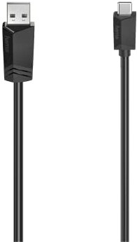 Hama | Cable USB C de 3 metros (Cable USB Tipo C de carga rápida, cable macho USB A a macho USB C, 3 metros, transmisión de 480 MBit/s) Negro