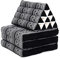 Leewadee - Bequeme Japanische Bodenmatratze - Thai Bodenliege mit Dreieckskissen - Futon Klappmatte - Thai Massagematte, 170 x 53 cm, Schwarz Weiß