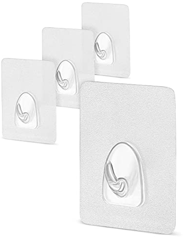 Homerella Haken selbstklebend & Wieder verwendbar | acrylfreie Klebehaken transparent 6 * 8cm | Wandhaken zum Kleben bis 3kg | Handtuchhaken ohne Bohren | Haken für Küche, Bad & Deko (4 STK)