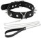 Aabellay Leder Choker Metall Ring Halsband Lederhalsband Halskette Kreis Damen Gotik Punk Rock Lederband Einstellbar Kragen mit Zugkette – Schwarz mit Niet