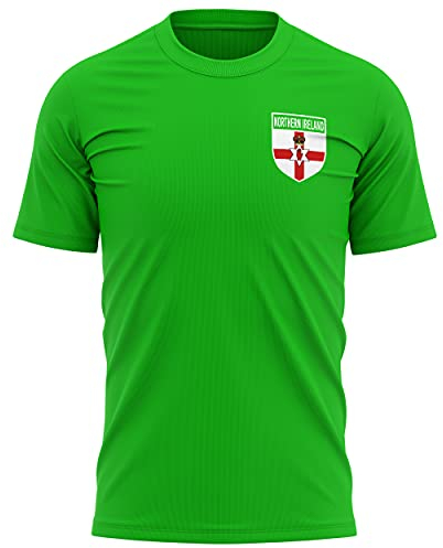 Northern Ireland Football Shirt - Mens Northern Ireland Retro Flag Badge T Shirt - Football European Country 2021 2020 Supporters Green Tee Him - Irish Tournament Footy Soccer Top, L, Irish Green
