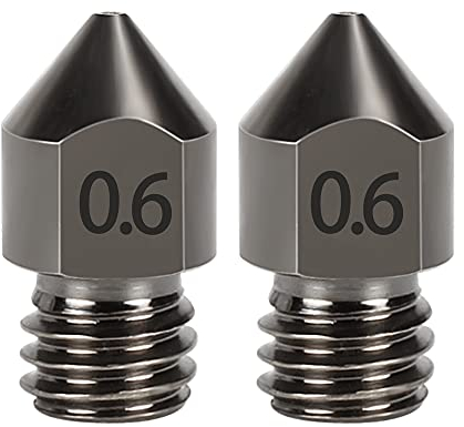 DollaTek MK8-Düsen, Hartstahl, 1,75 mm, Verbrauchsmaterialien, gehärteter Stahl, verschleißfest, 0,6 mm, 2 Stück