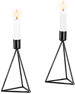 ECHTWERK 2-teiliges Teelicht-/ Kerzenhalter Set Modern Small, Black-Edition, Geometrisches Design, Votiv Kerzenhalter für Wohnzimmer/Esstisch, Tischdeko für Hochzeiten, 9,5 x 9,5 x 16,5 cm