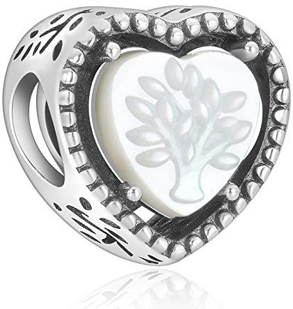 Annmors Donna Ciondolo Albero della Famiglia Openwork & Cuore Argento 925 Colgantes con Zirconia cubica per Charm Bracciale