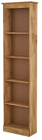 Panana Solid Pine Wooden Bookcase 3/4/5 Tier Organiser DVD Rack Display Storage Unit Shelf For Office Living Room Furniture (5 Tier)